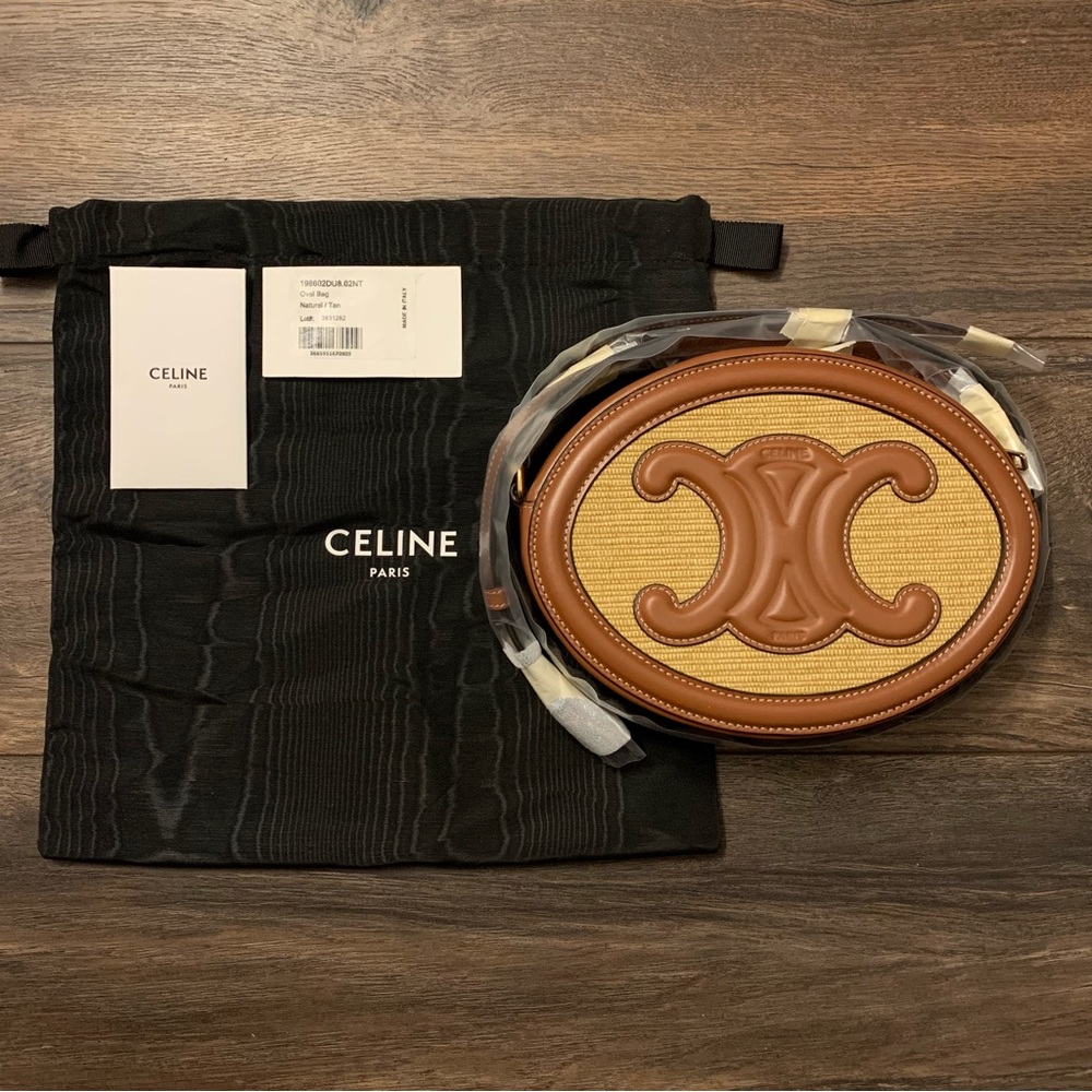 ❌SOLD❌ Celine Oval Bag Cuir Triomphe in Textile and Tan Calfskin